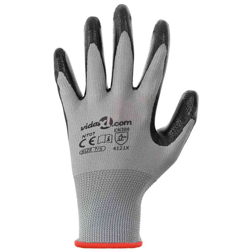 Arbeitshandschuhe 24 pcs Grau und Schwarz 7 / S Polyester