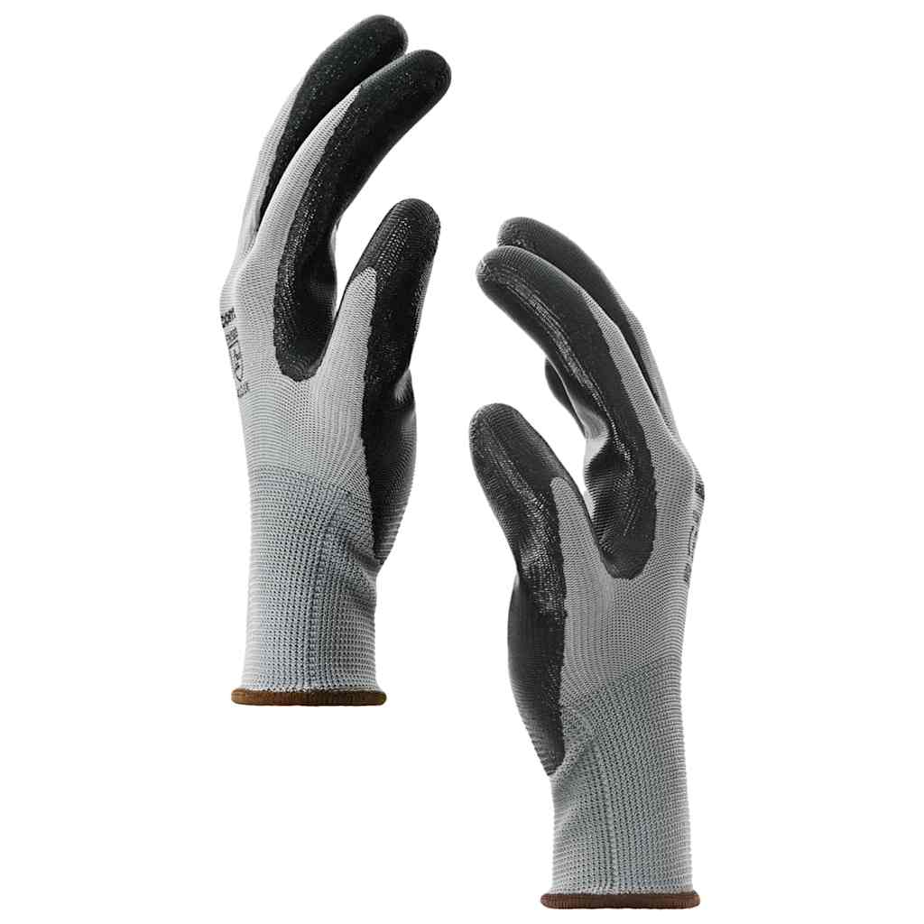 Arbeitshandschuhe 12 pcs Grau und Schwarz 8 / m Polyester