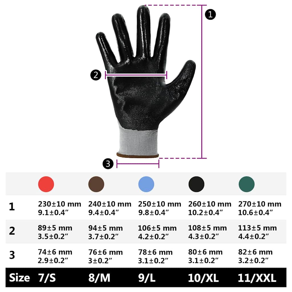 Arbeitshandschuhe 12 pcs Grau und Schwarz 8 / m Polyester