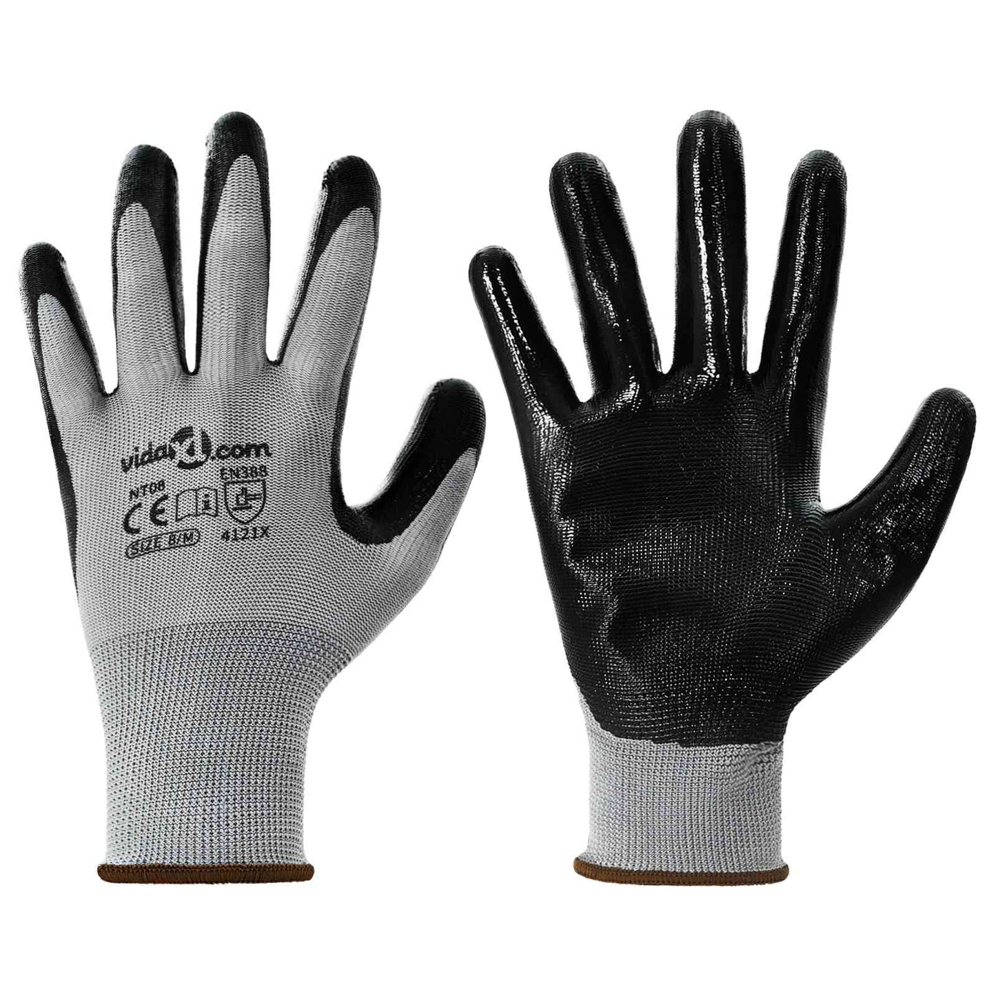 Arbeitshandschuhe 24 pcs Grau und Schwarz 8 / m Polyester
