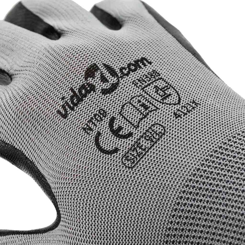 Arbeitshandschuhe 12 pcs Grau und Schwarz 9 / l Polyester