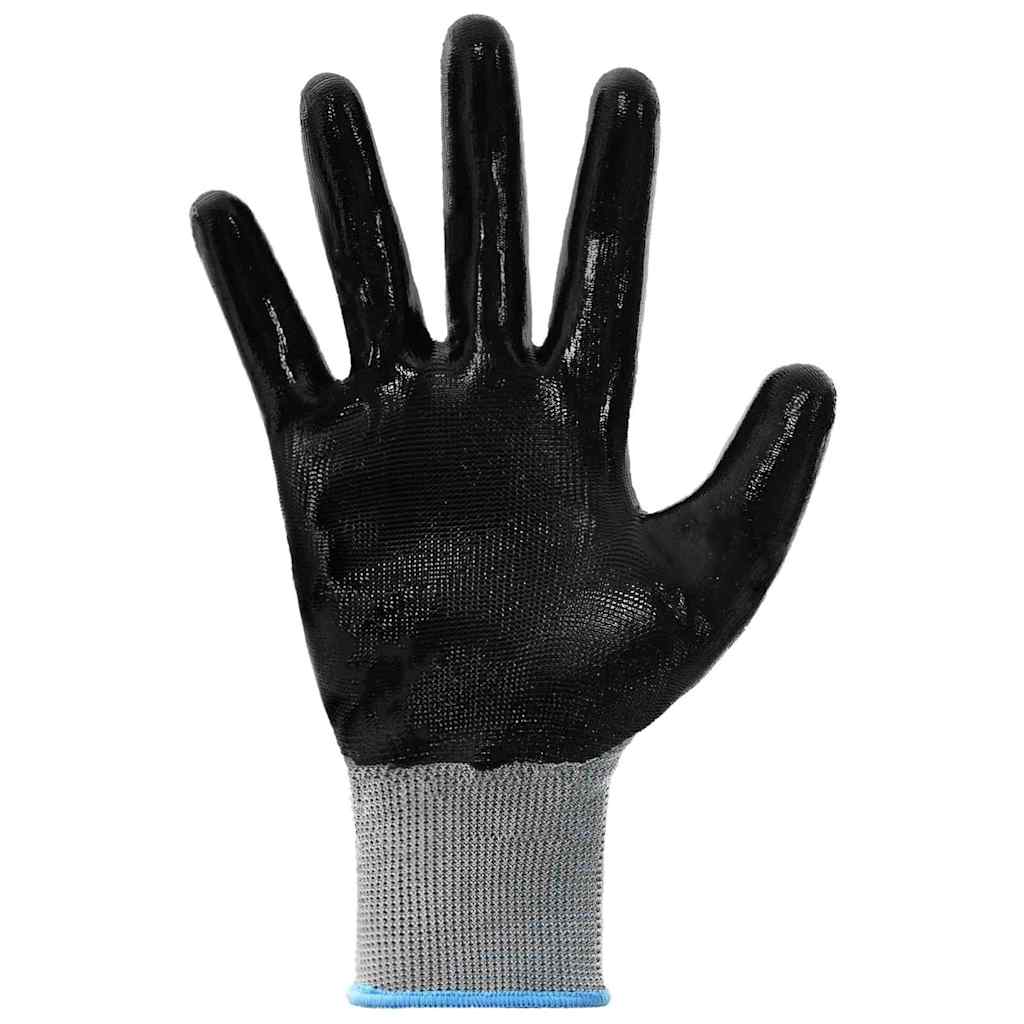 Arbeitshandschuhe 24 pcs Grau und Schwarz 9 / l Polyester