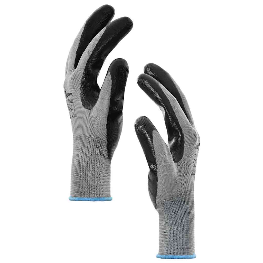 Arbeitshandschuhe 24 pcs Grau und Schwarz 9 / l Polyester