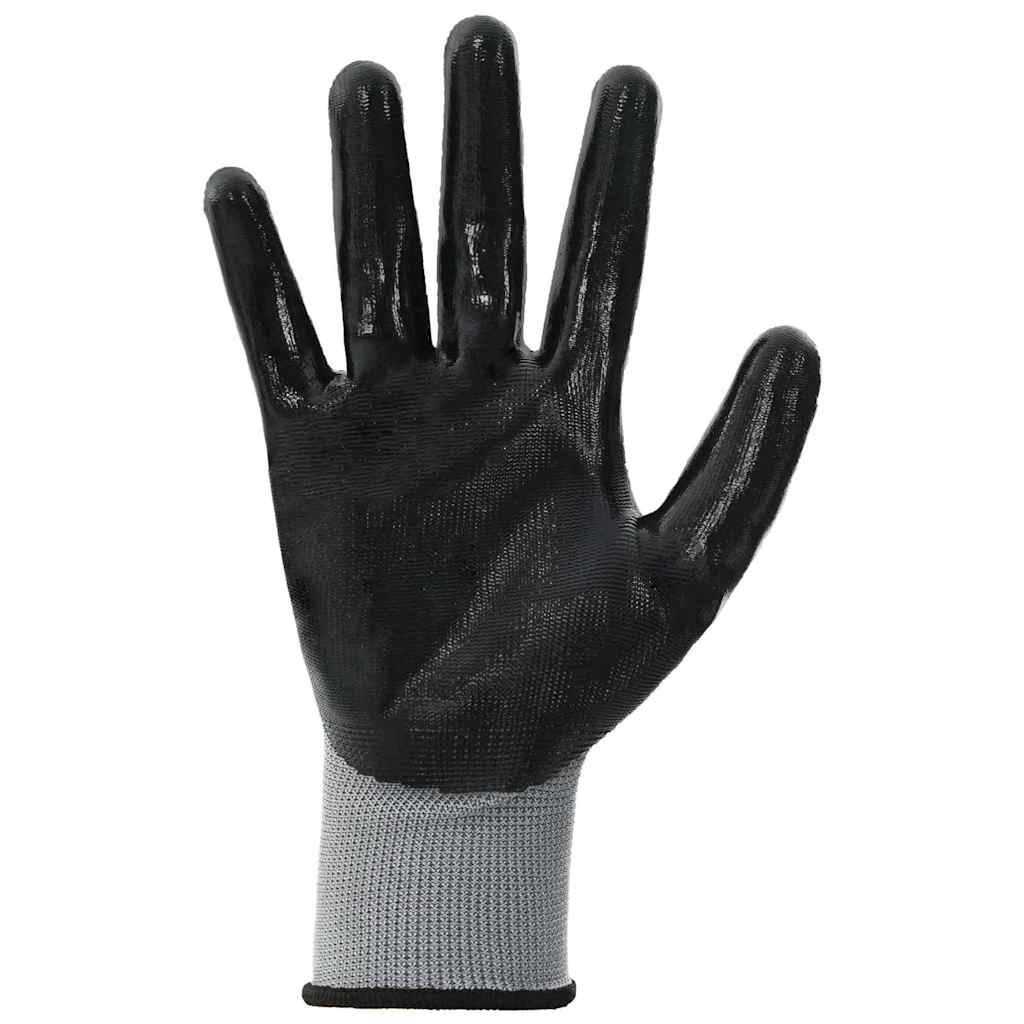 Arbeitshandschuhe 24 pcs Grau und Schwarz 10 / XL Polyester