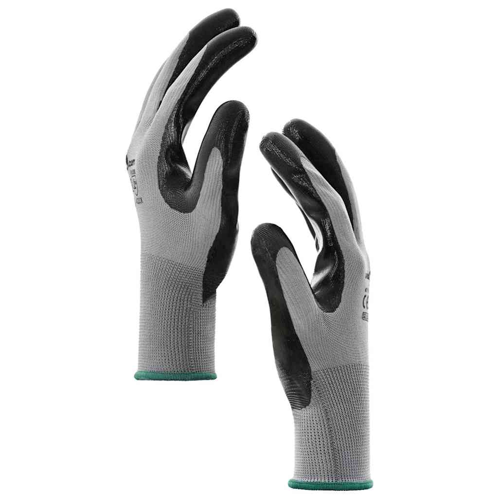 Arbeitshandschuhe 12 pcs Grau und Schwarz 11 / XXL Polyester