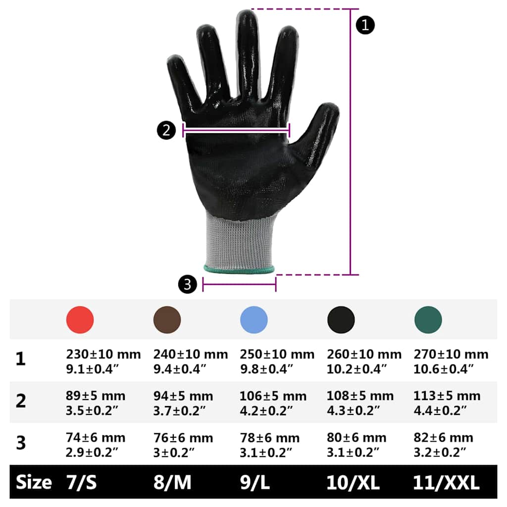 Arbeitshandschuhe 12 pcs Grau und Schwarz 11 / XXL Polyester