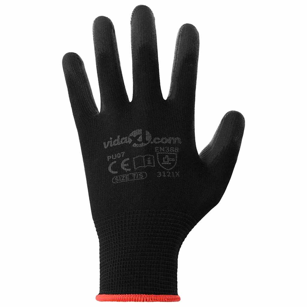 Arbeitshandschuhe 12 pcs Schwarz 7 / S Polyester