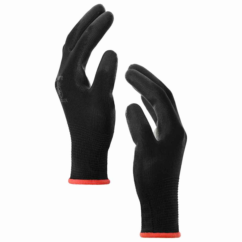 Arbeitshandschuhe 12 pcs Schwarz 7 / S Polyester