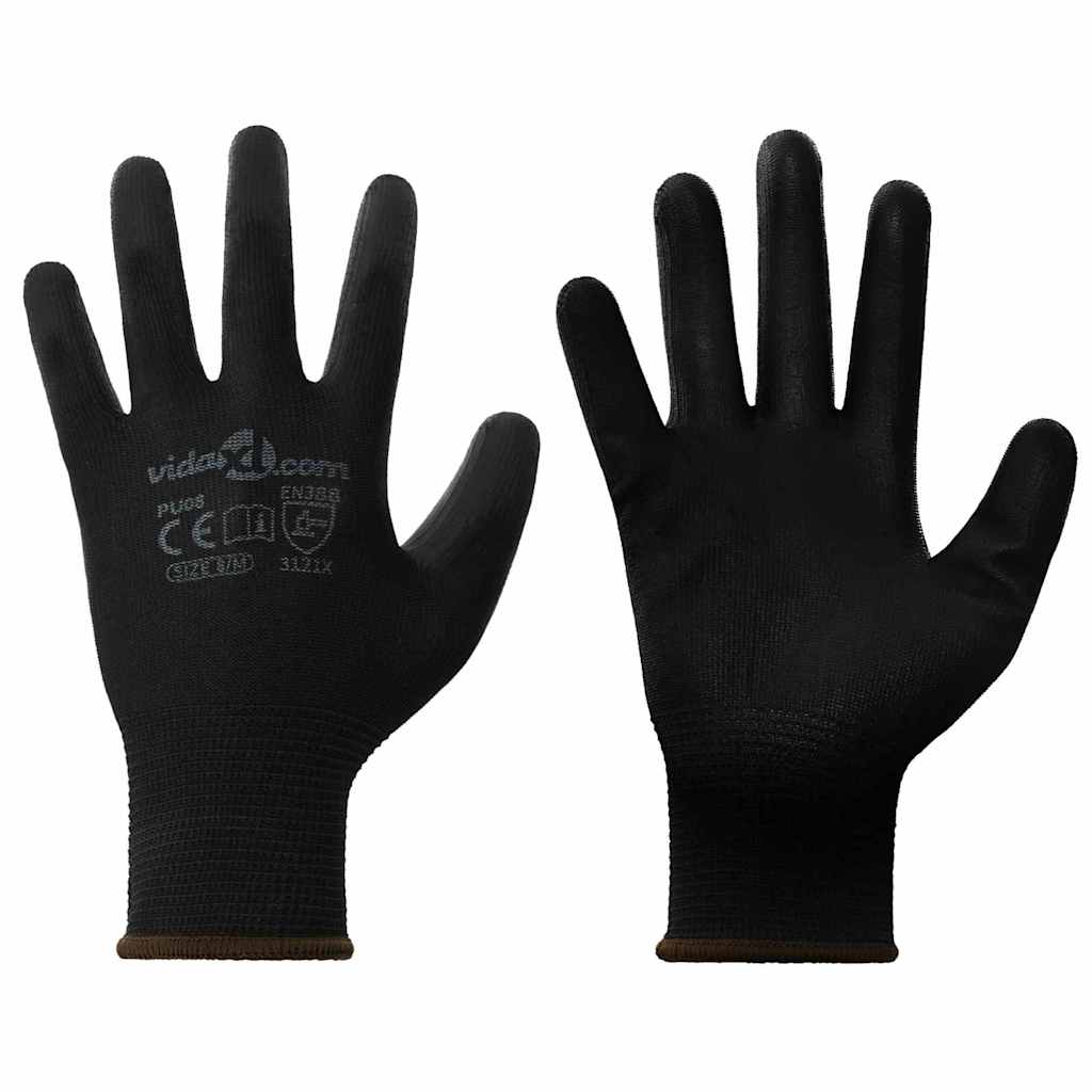 Arbeitshandschuhe 12 pcs Schwarz 8 / m Polyester