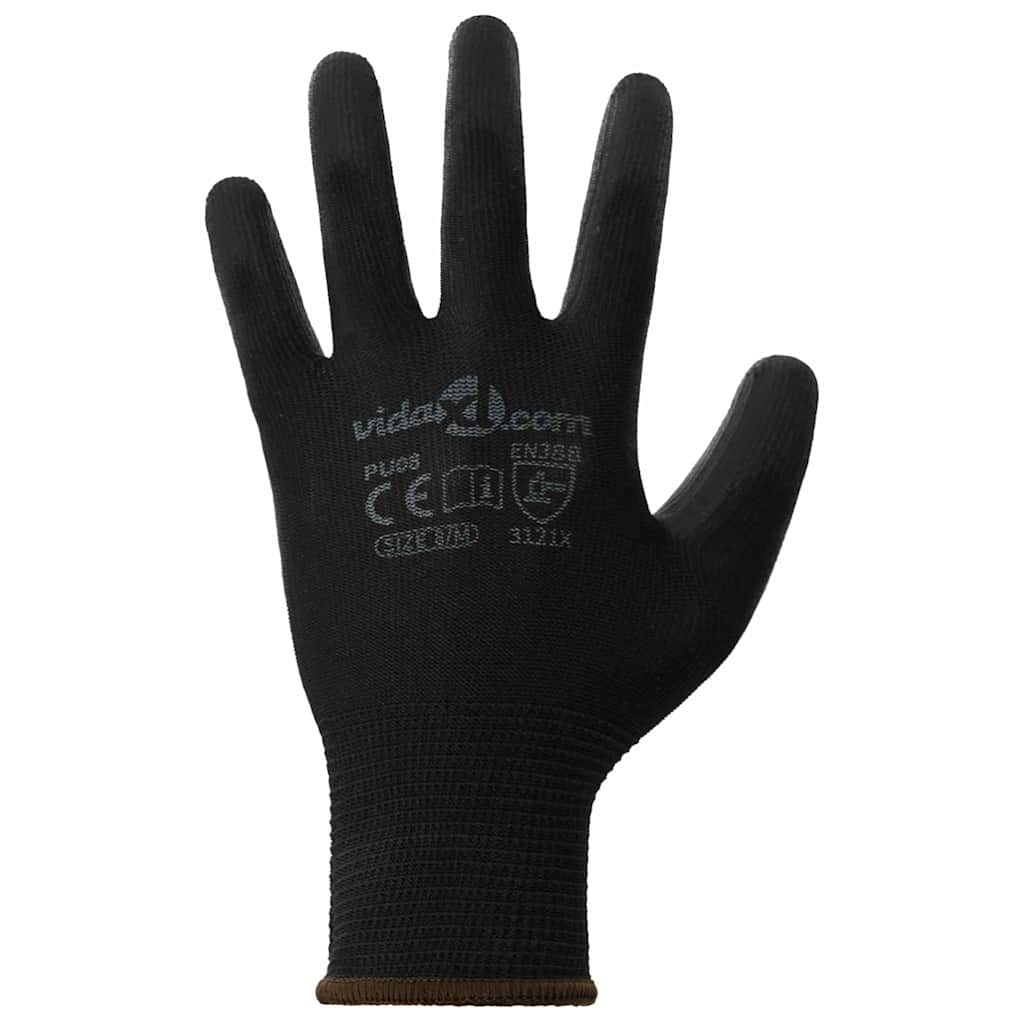 Arbeitshandschuhe 12 pcs Schwarz 8 / m Polyester