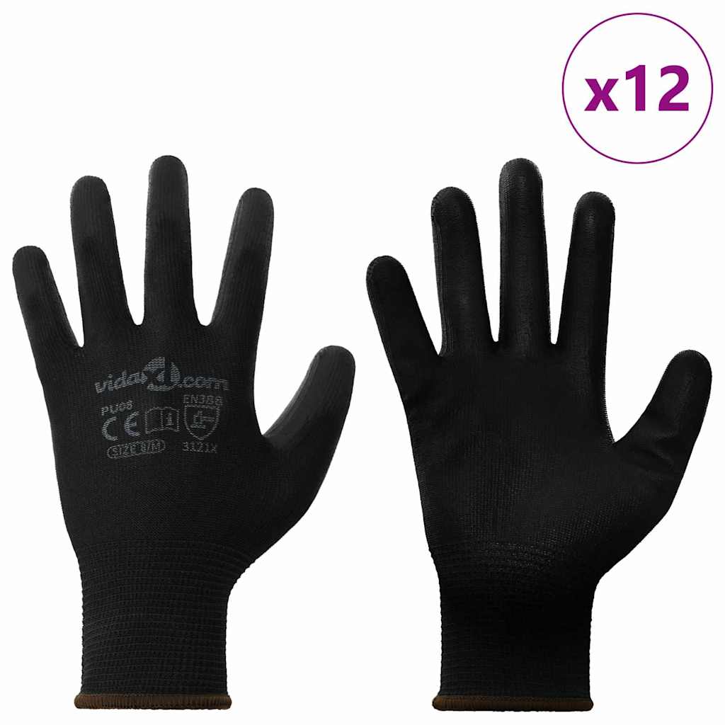 Arbeitshandschuhe 12 pcs Schwarz 8 / m Polyester
