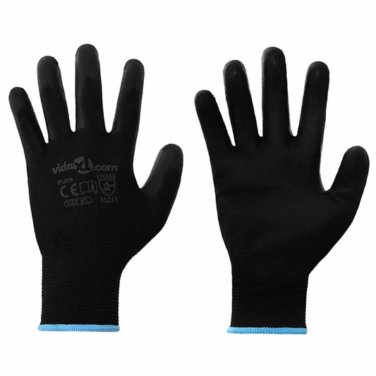 Arbeitshandschuhe 12 pcs Schwarz 9 / l Polyester