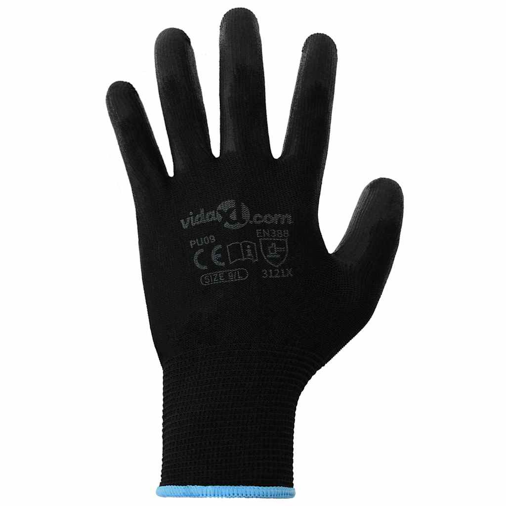Arbeitshandschuhe 12 pcs Schwarz 9 / l Polyester