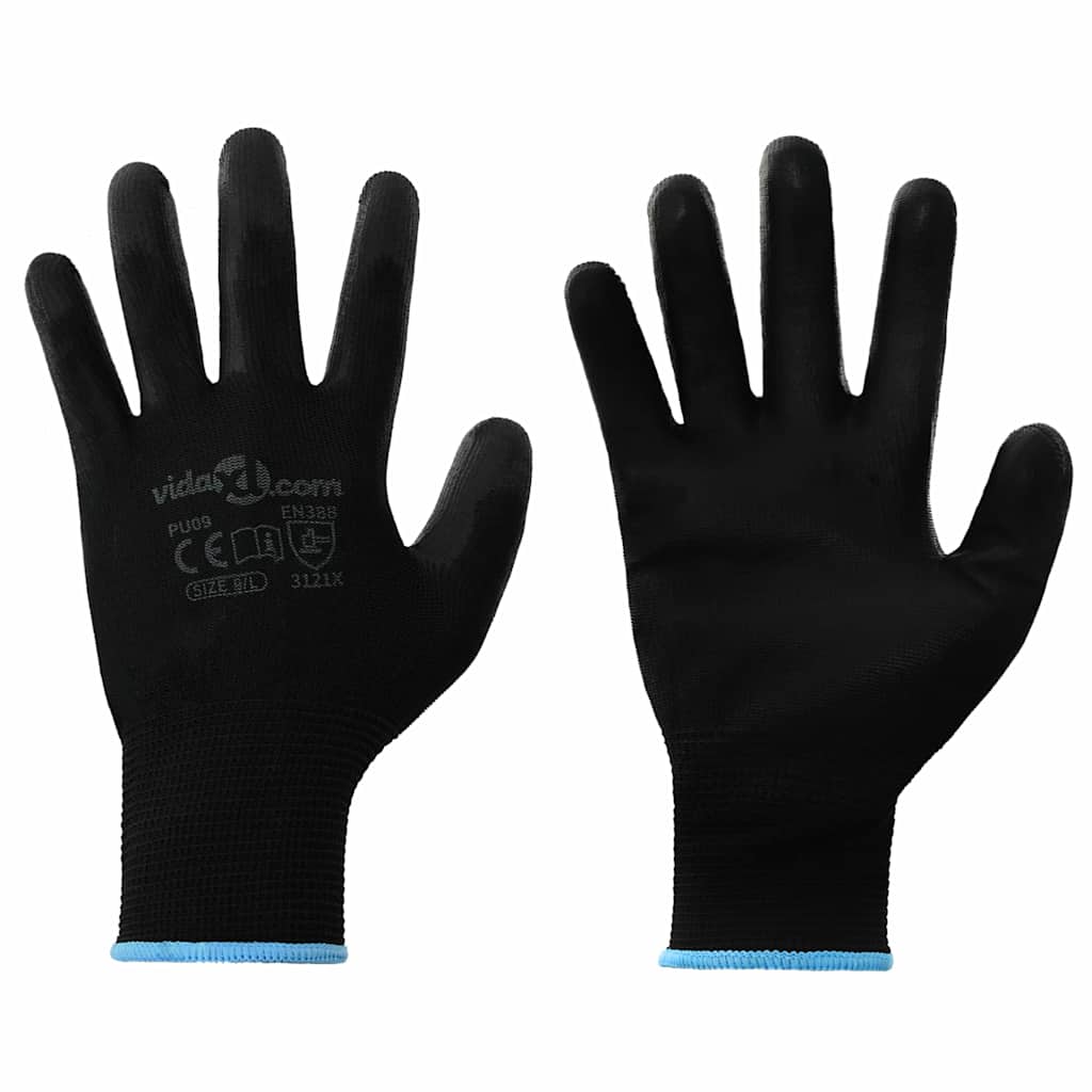 Arbeitshandschuhe 24 pcs Schwarz 9 / l Polyester