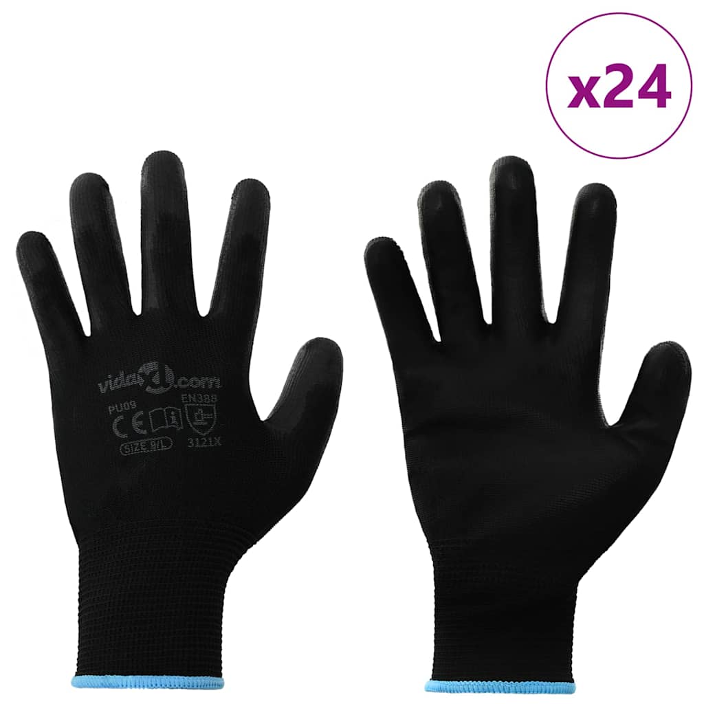 Arbeitshandschuhe 24 pcs Schwarz 9 / l Polyester