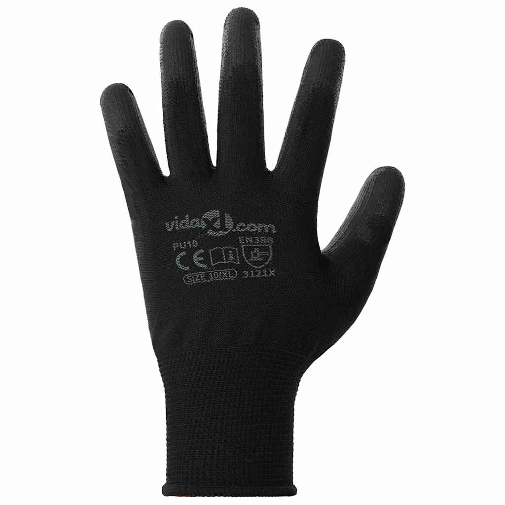 Arbeitshandschuhe 24 pcs Schwarz 10 / XL Polyester