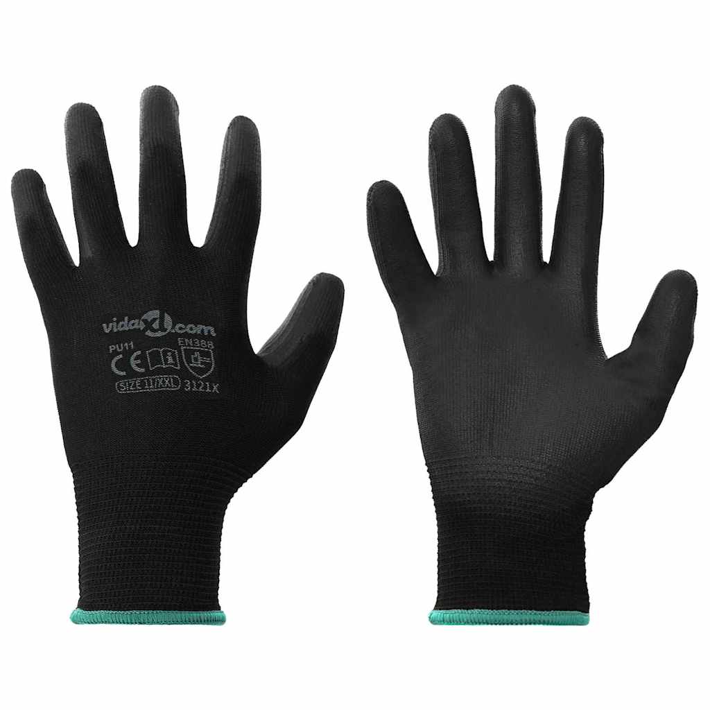 Arbeitshandschuhe 12 pcs Schwarz 11 / XXL Polyester