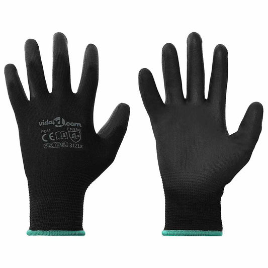 Arbeitshandschuhe 12 pcs Schwarz 11 / XXL Polyester