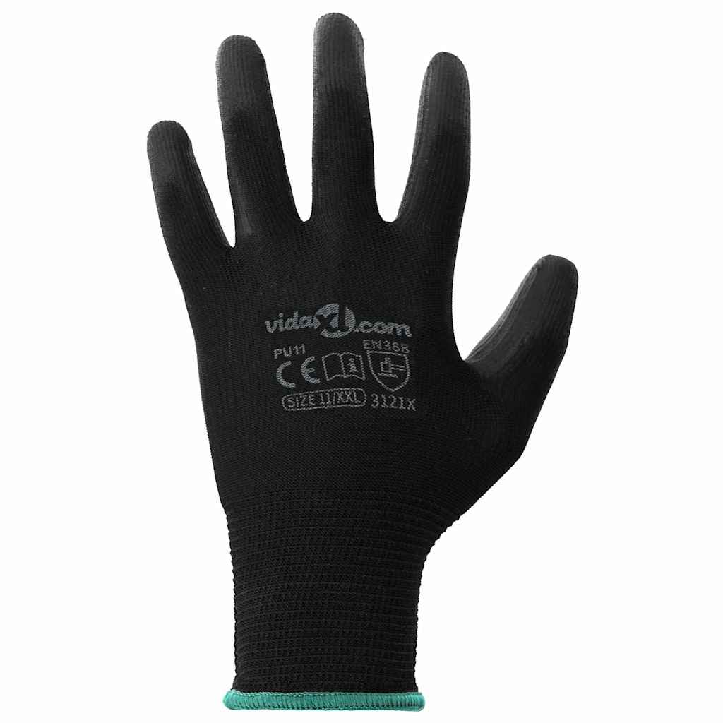Arbeitshandschuhe 12 pcs Schwarz 11 / XXL Polyester