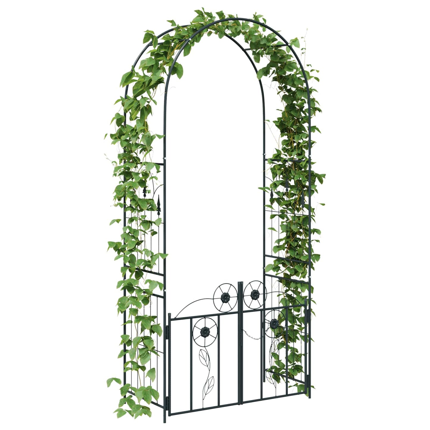 Gartenbogen mit Schloss Schwarz 102 x 50 x 218 cm