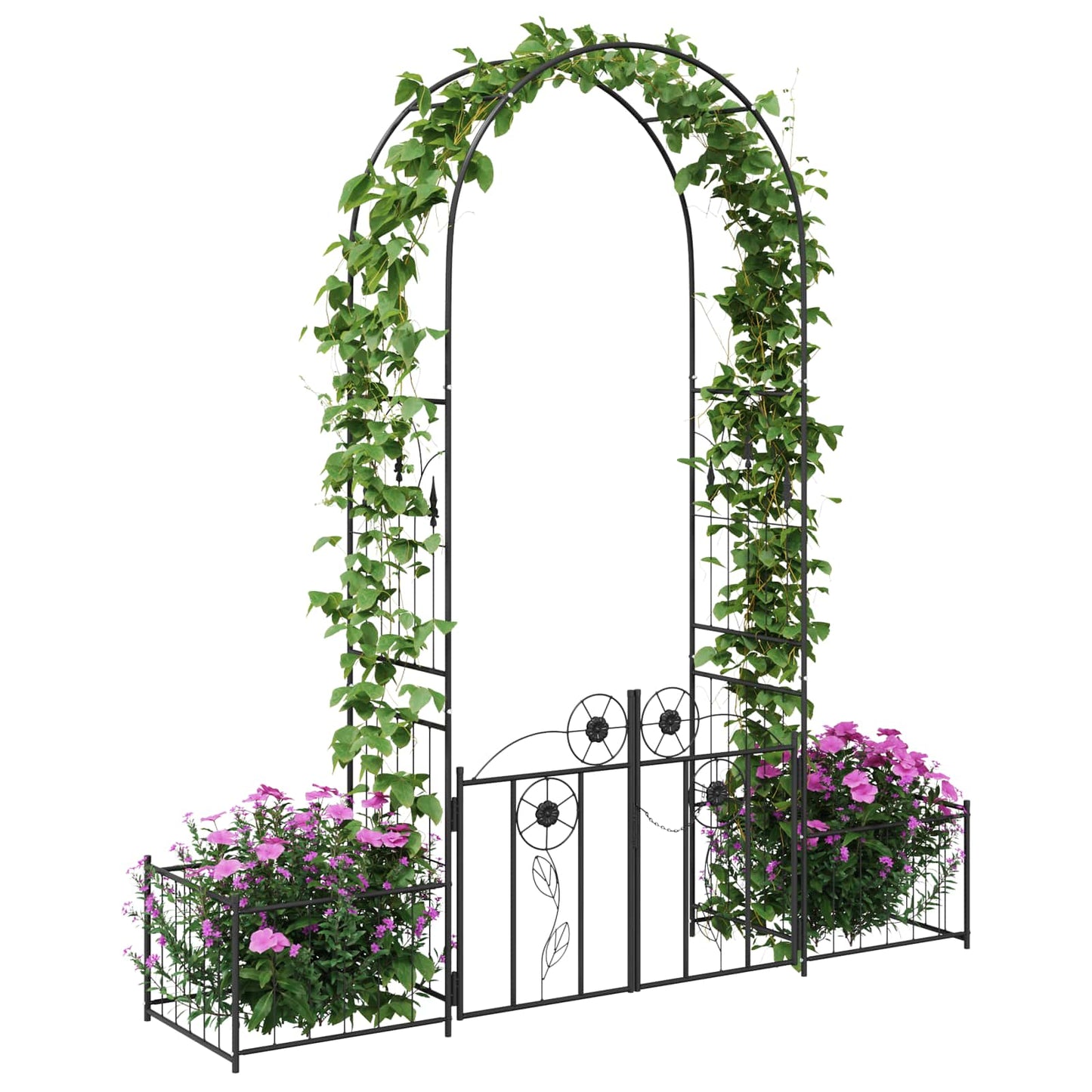 Gartenbogen mit Schloss Schwarz 203 x 50 x 218 cm