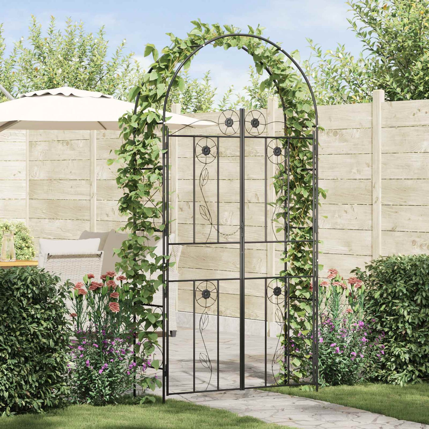 Gartenbogen Uni Schwarz 115 x 37 x 226 cm