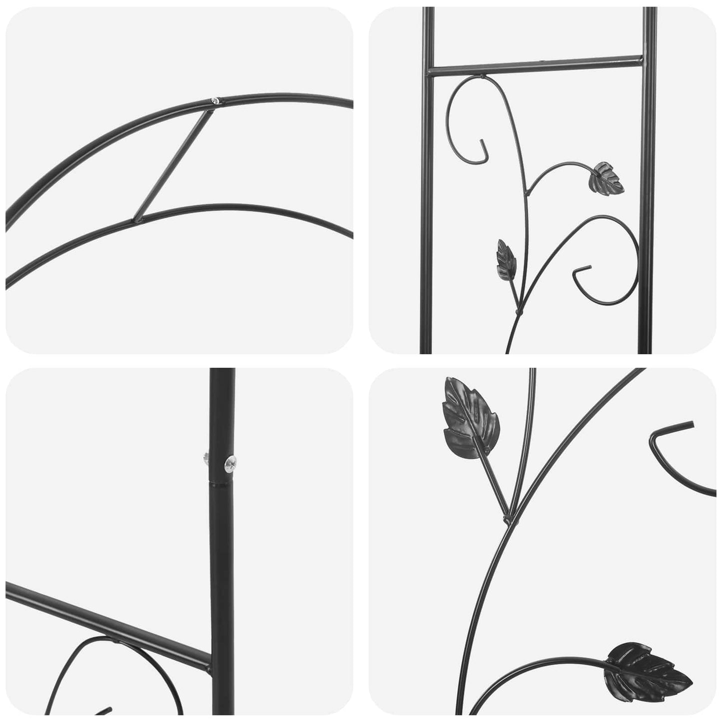 Gartenbogen Floral Schwarz 115 x 37 x 231 cm