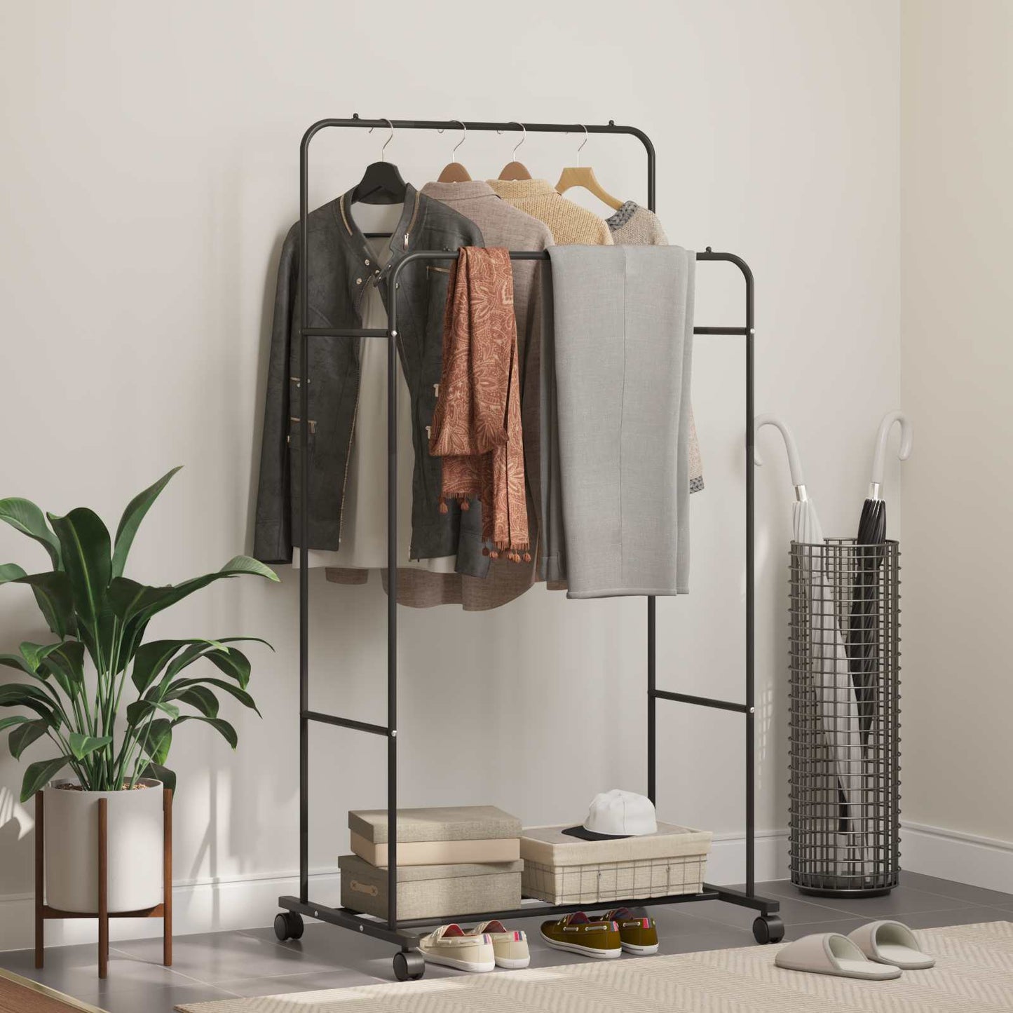 Clothes Rack Solid Black 80 x 53 x 156 cm