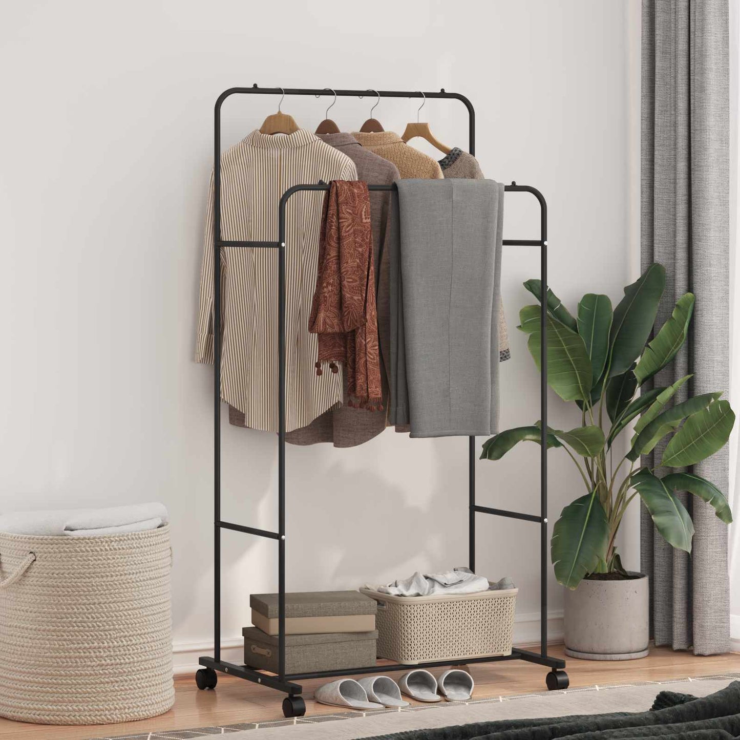 Clothes Rack Solid Black 80 x 53 x 156 cm