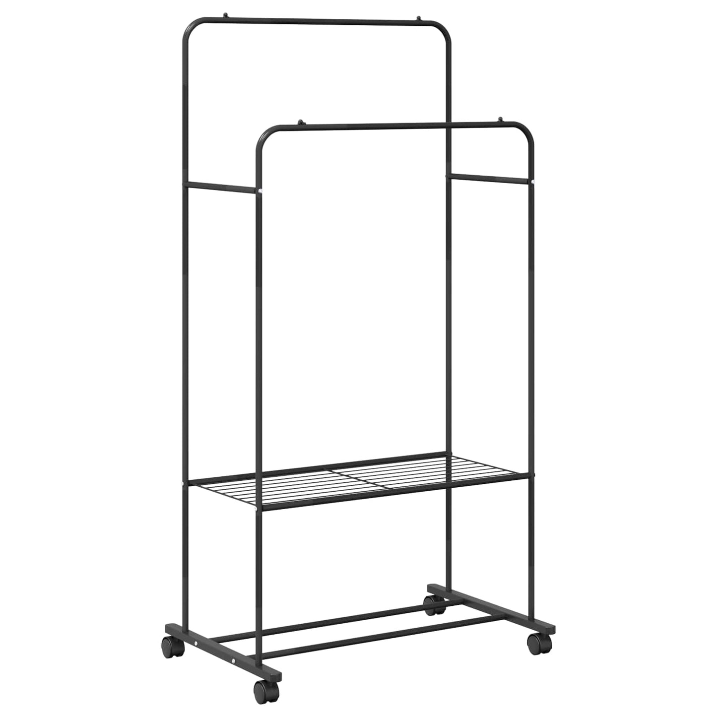 Portant à vêtements avec étagère, à roulettes, noir, 80 x 53 x 156 cm