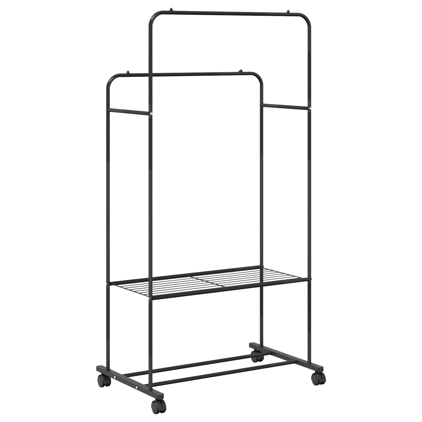 Portant à vêtements avec étagère, à roulettes, noir, 80 x 53 x 156 cm
