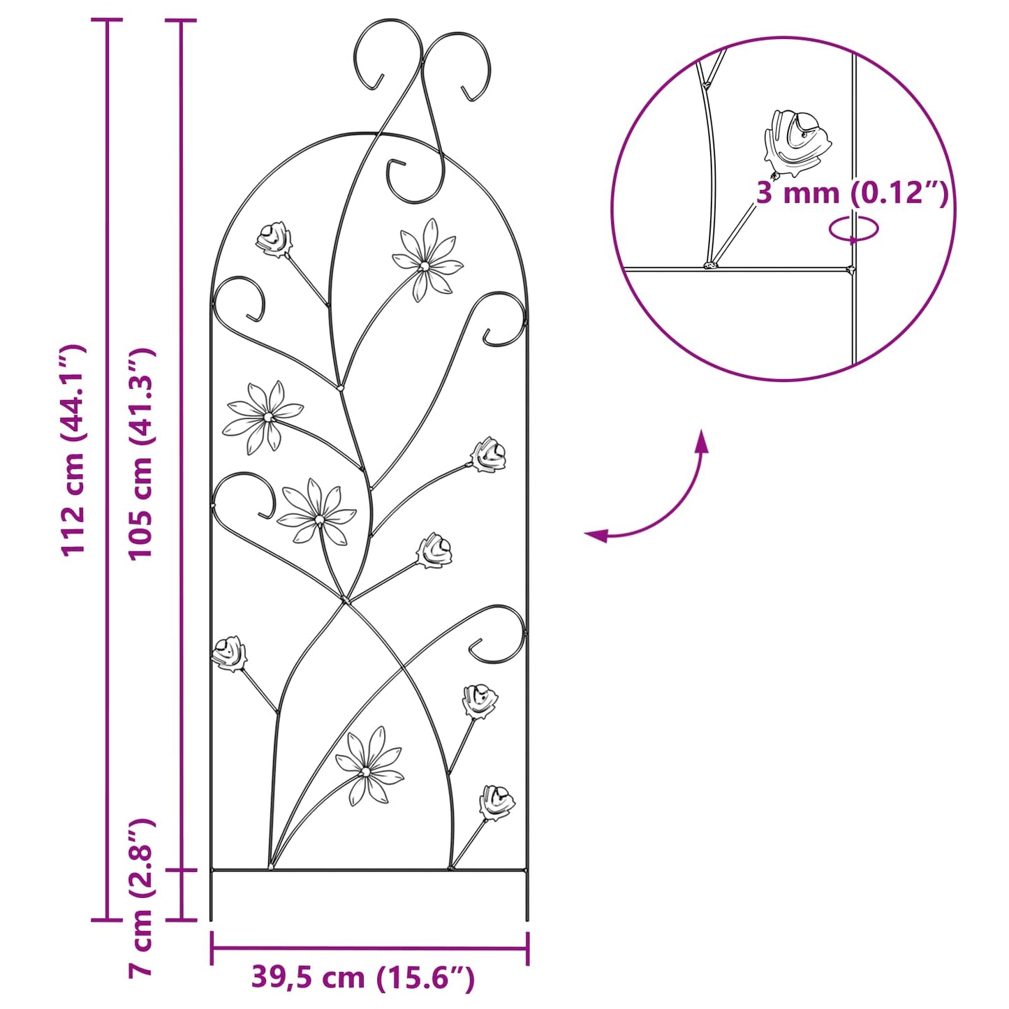 Gartenzaun mit Schloss 3 pcs Schwarz 112 x 39,5 cm Stahl