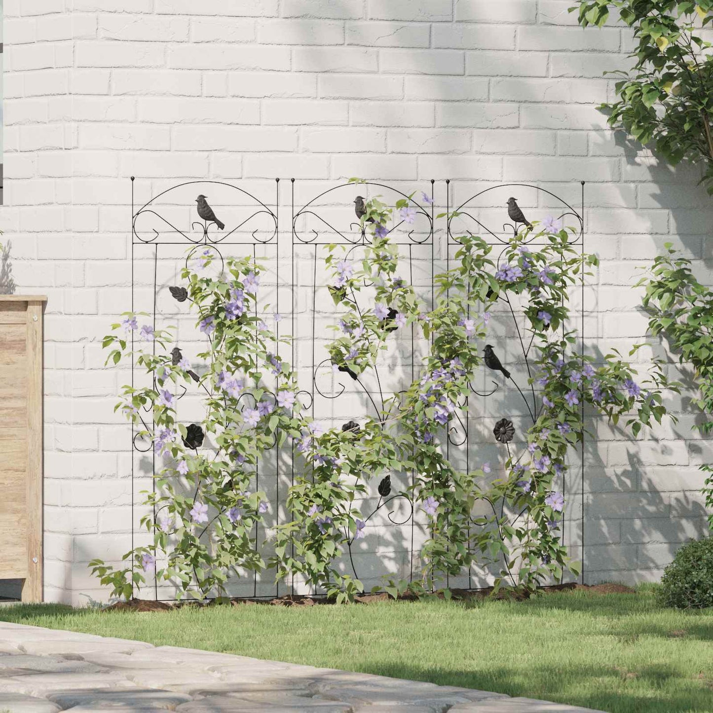 Gartenzaun 3 pcs Schwarz 110 x 40 cm Stahl