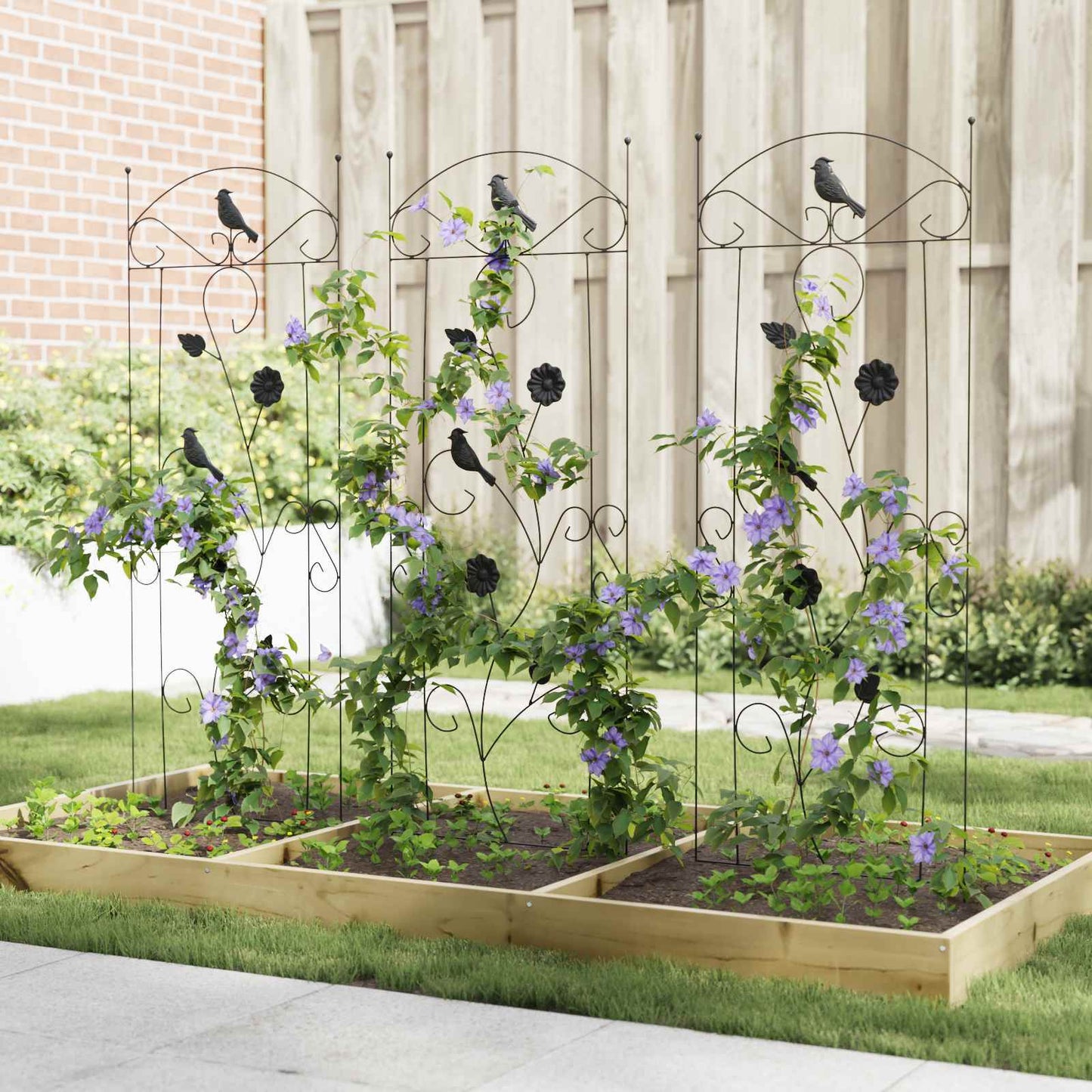 Gartenzaun 3 pcs Schwarz 110 x 40 cm Stahl