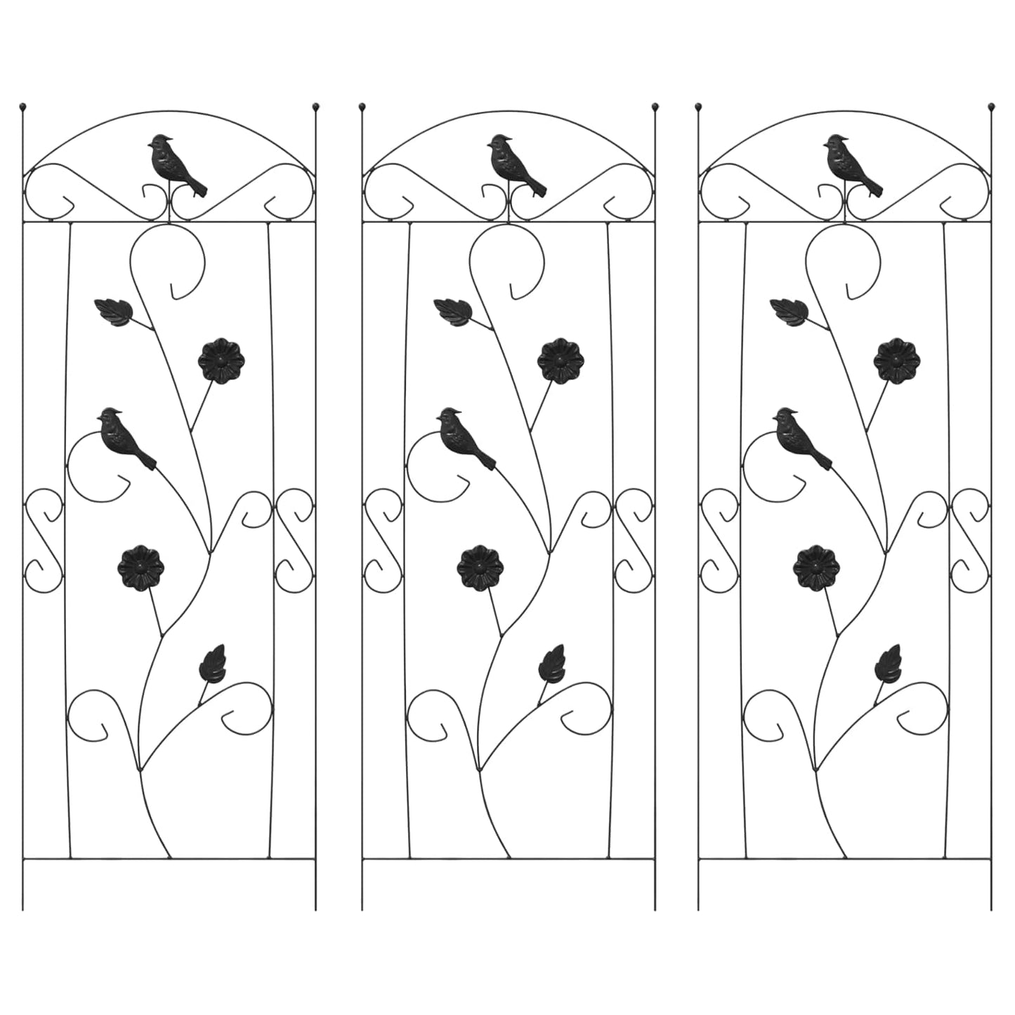 Gartenzaun 3 pcs Schwarz 110 x 40 cm Stahl