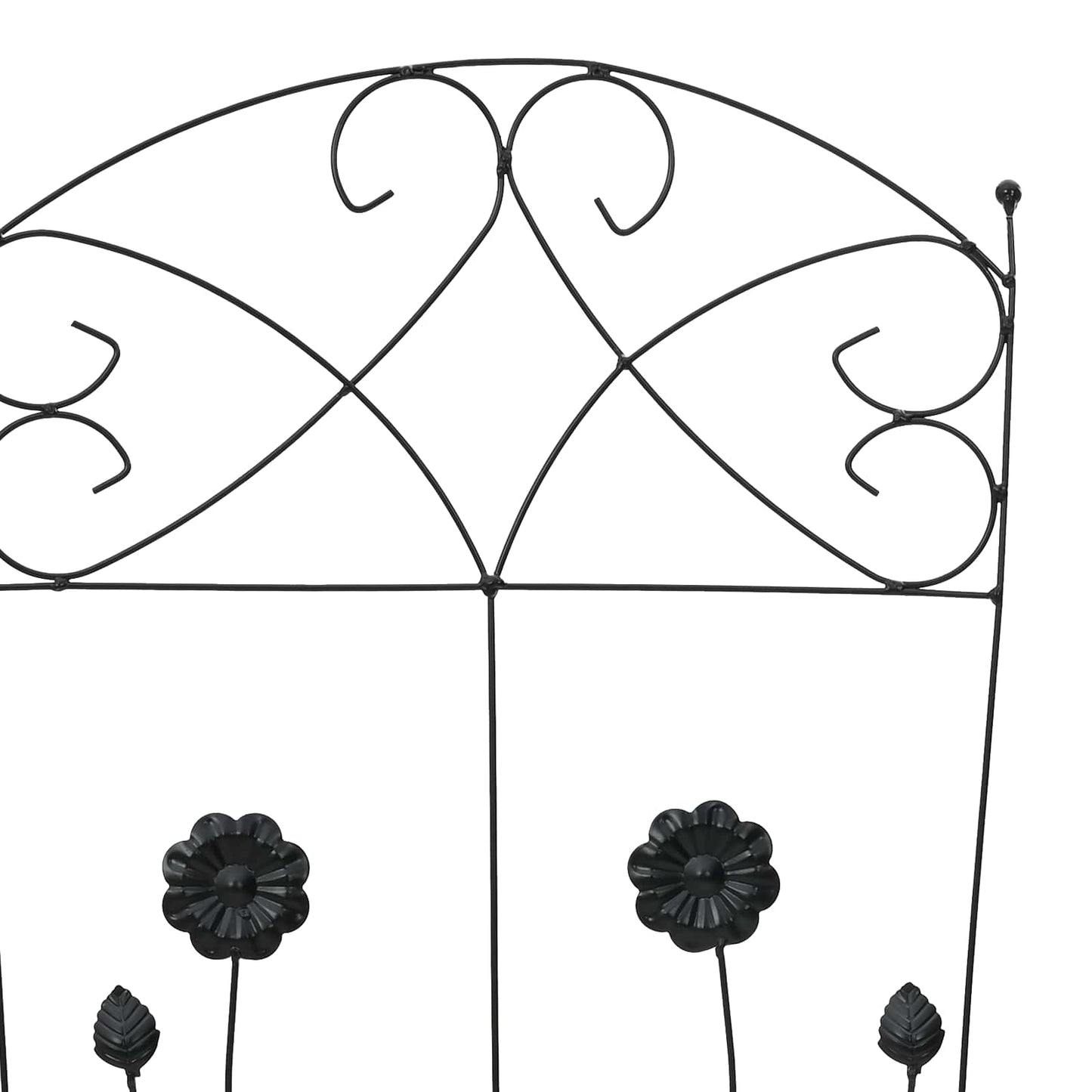 Gartenzaun 3 pcs Schwarz 110,5 x 42,5 cm Stahl