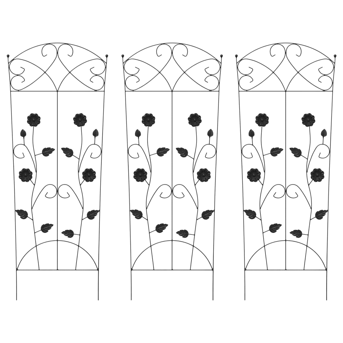 Gartenzaun 3 pcs Schwarz 110,5 x 42,5 cm Stahl