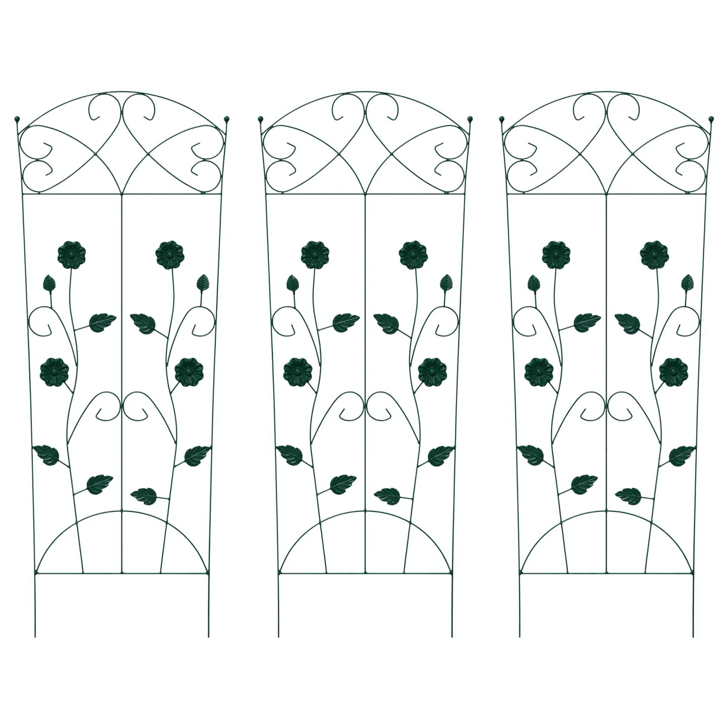 Gartenzaun 3 pcs Grün 110,5 x 42,5 cm Stahl