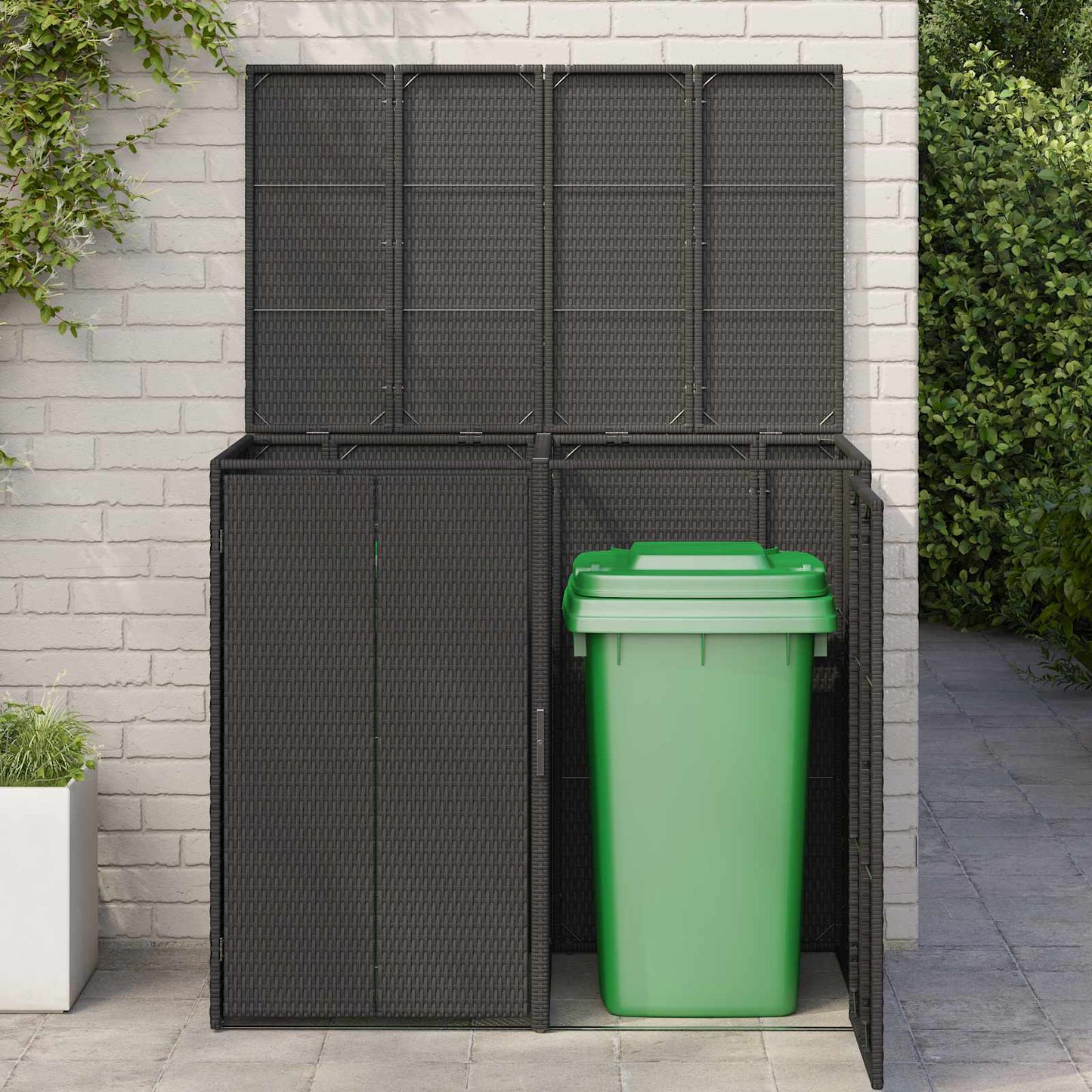 Mülltonnenbox 2 pcs Schwarz 65 x 80 x 115 cm Polyethylen