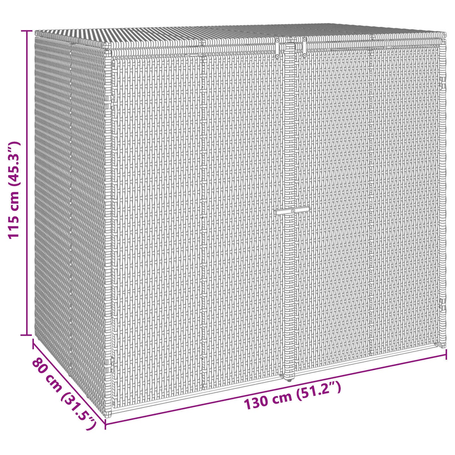Mülltonnenbox 2 pcs Schwarz 65 x 80 x 115 cm Polyethylen