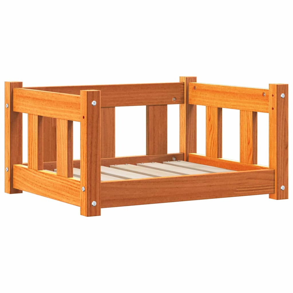 Hundebett Wachsbraun 55 x 45 x 28 cm Massives Kiefernholz