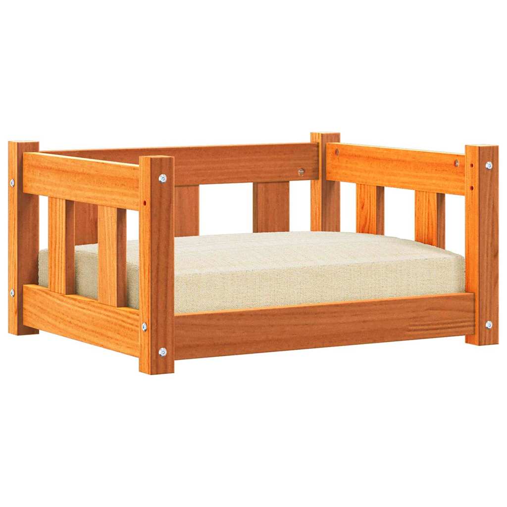 Hundebett Wachsbraun 55 x 45 x 28 cm Massives Kiefernholz