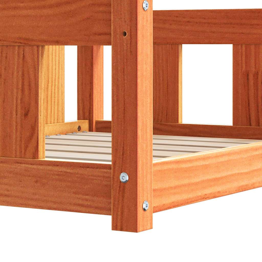Hundebett Wachsbraun 65,5 x 50 x 28 cm Massives Kiefernholz