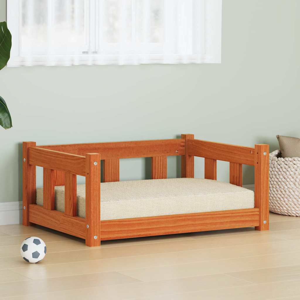 Hundebett Wachsbraun 65,5 x 50 x 28 cm Massives Kiefernholz