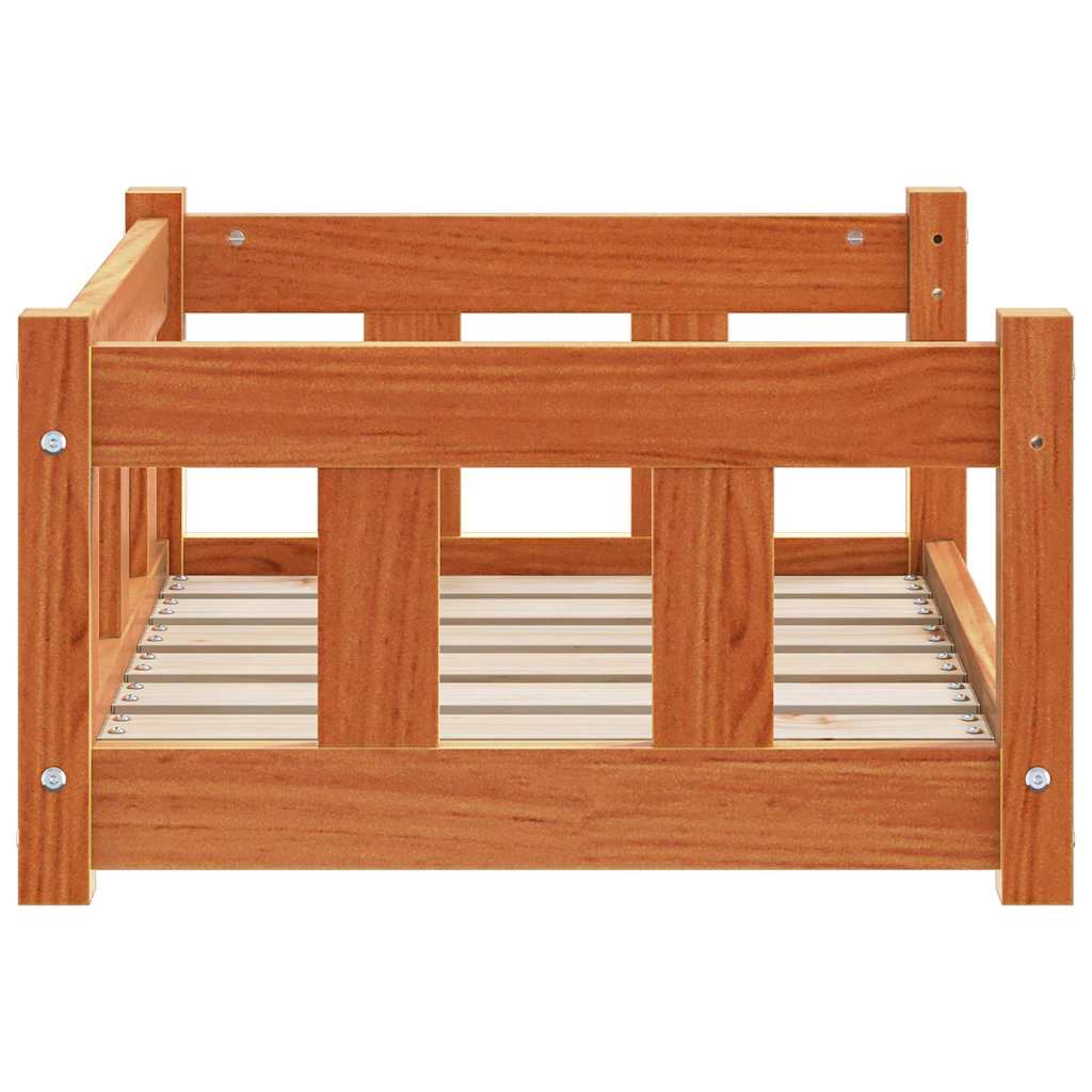 Hundebett Wachsbraun 65,5 x 50 x 28 cm Massives Kiefernholz