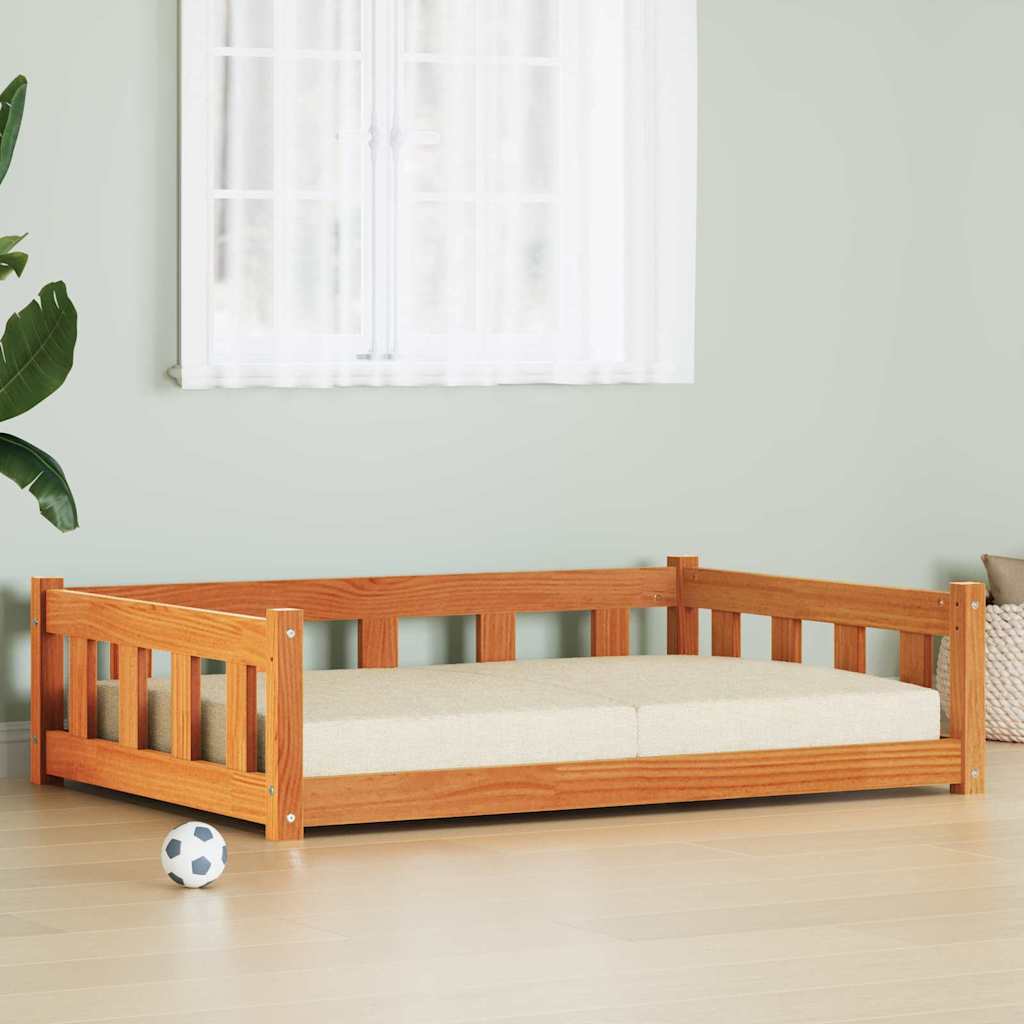 Hundebett Wachsbraun 100 x 70 x 28 cm Massives Kiefernholz