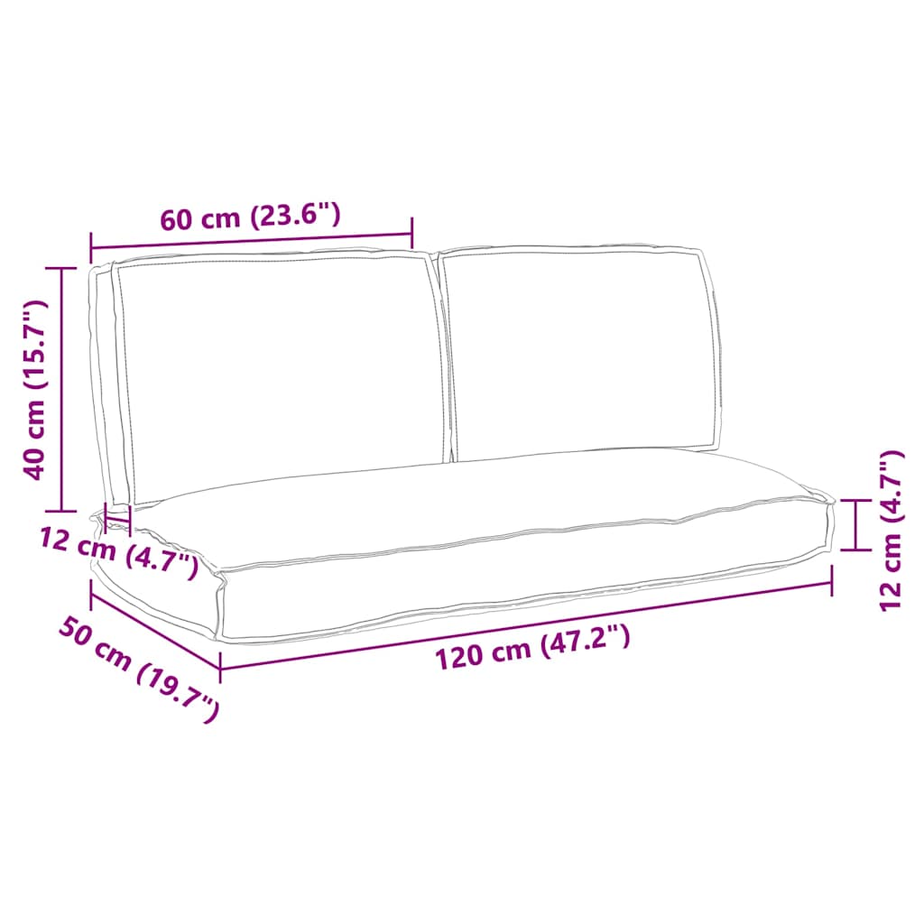 Pallet Cushion Set 3 pcs Beige 120 x 50 x 12 cm Oxford Fabric