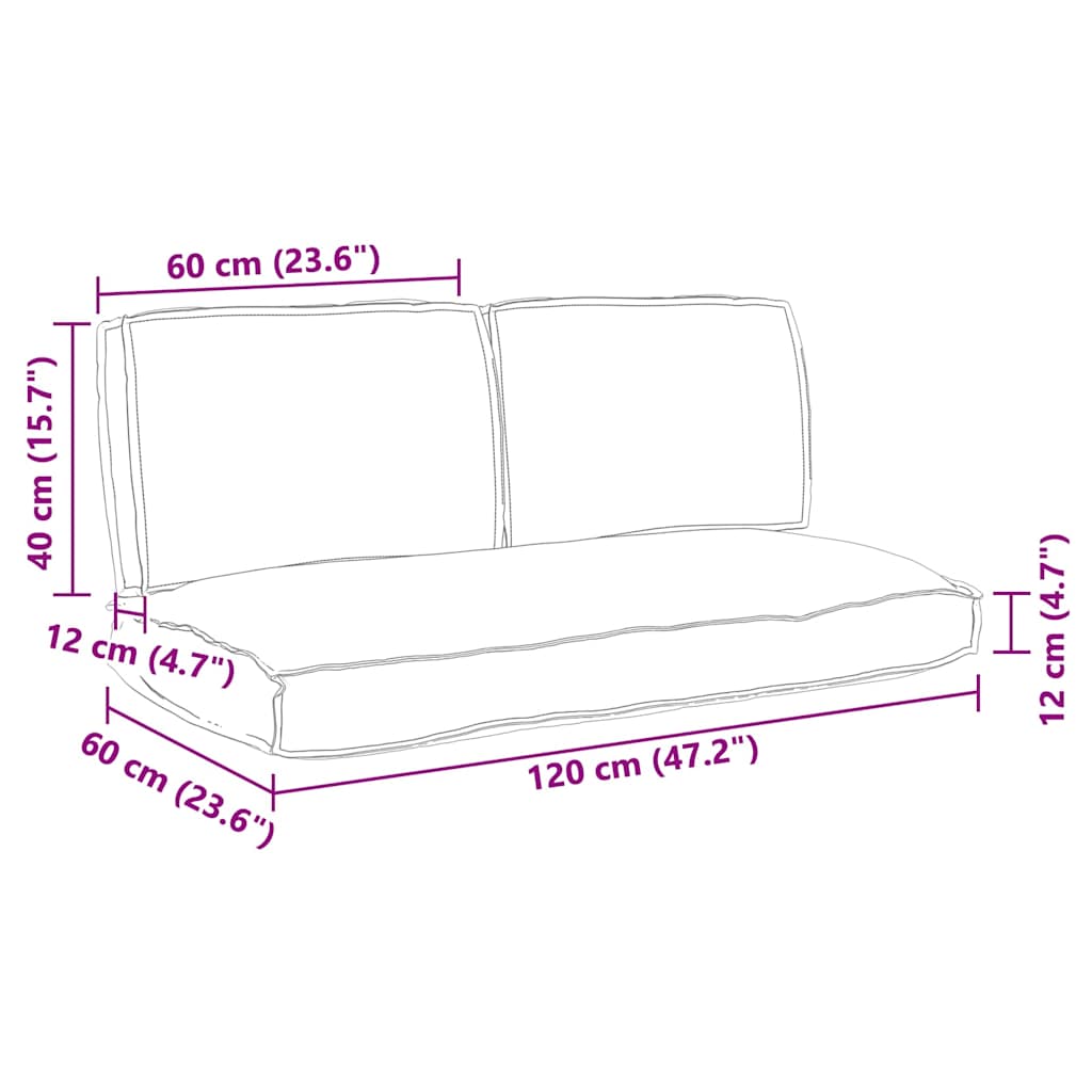 Pallet Cushion Set 3 pcs Taupe 120 x 60 x 12 cm Oxford Fabric