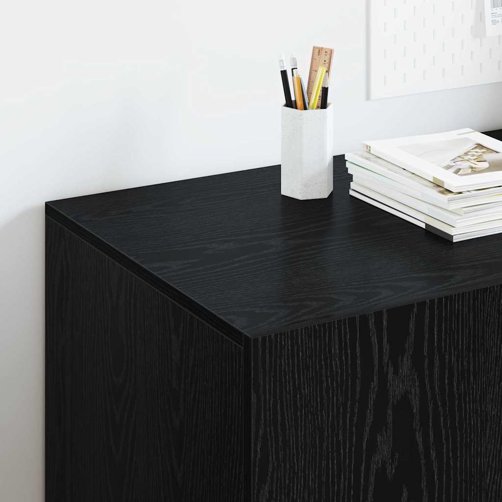 Bureau avec étagère noir aspect chêne 140 x 50 x 75 cm