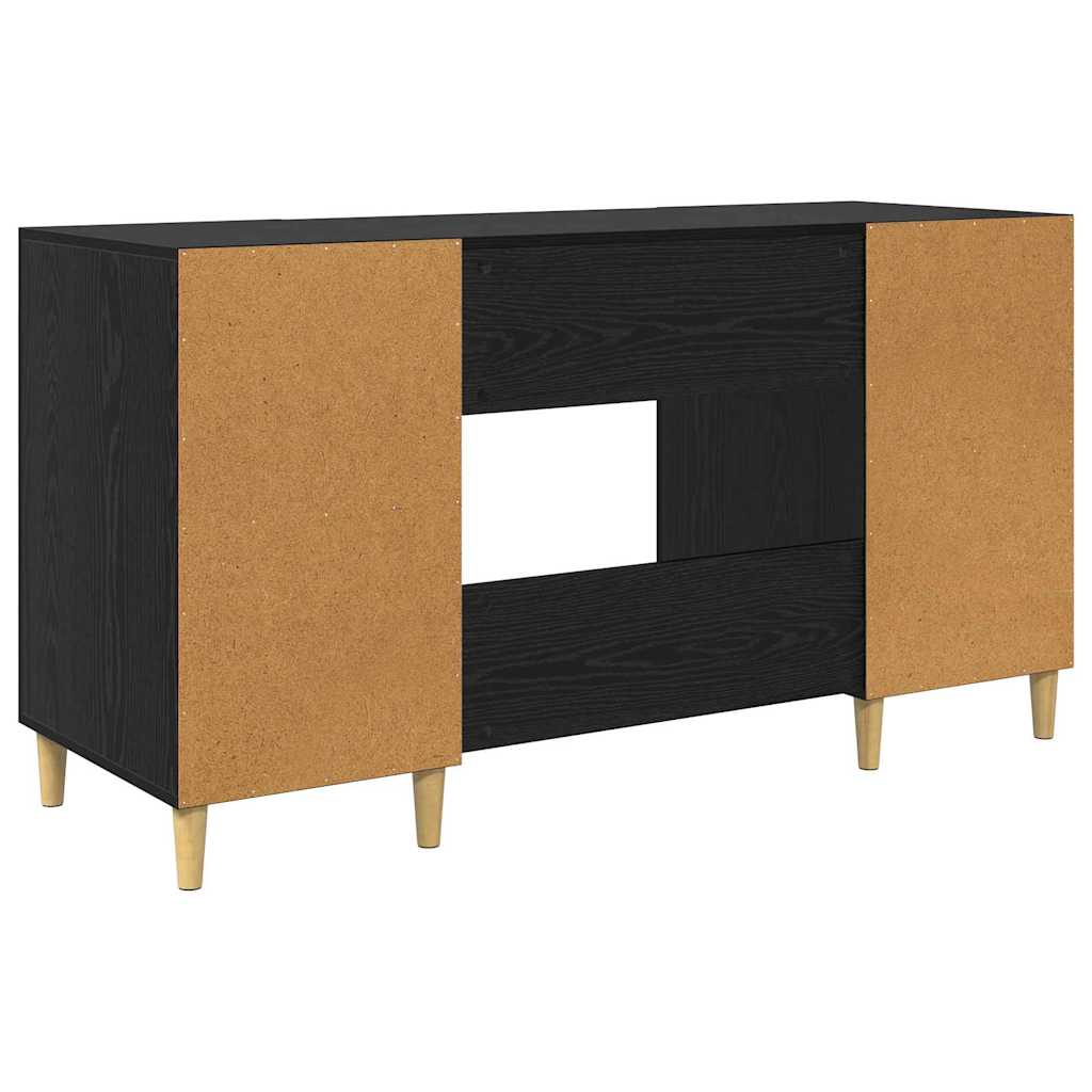Bureau avec étagère noir aspect chêne 140 x 50 x 75 cm